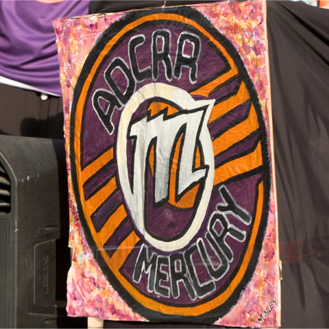 Hand- Painted Banner with Mercury and ADCRR Spell Out